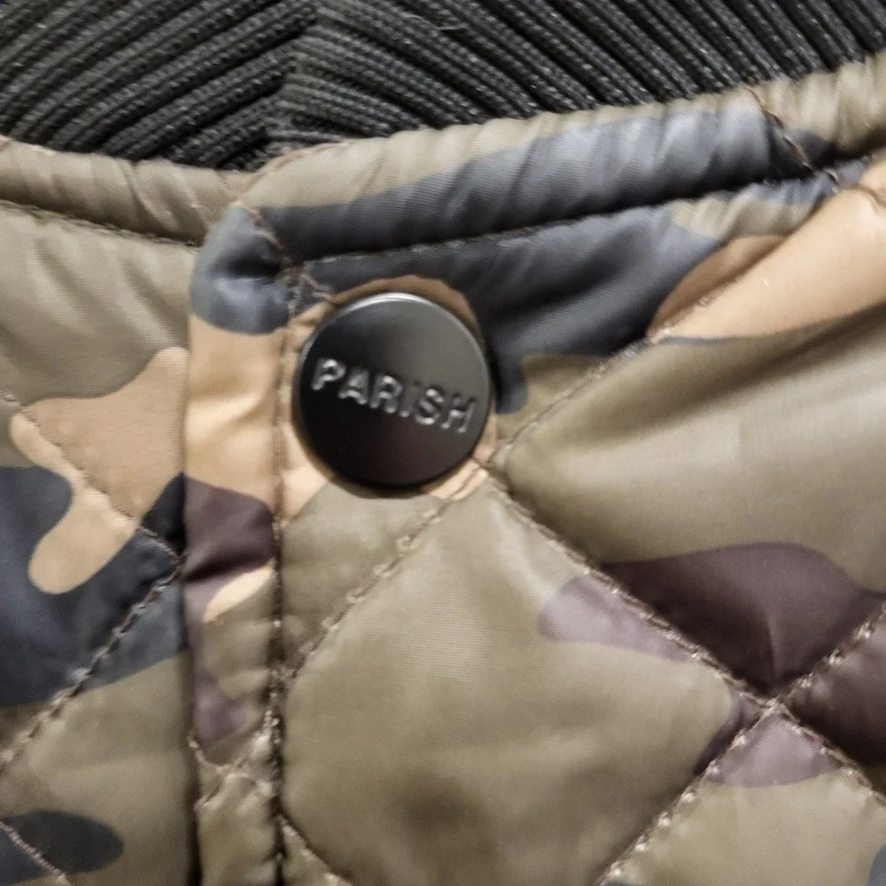 Parish Nation Camouflage Quilted Full-Zip Bomber Jacket Men's Size Small Warm‎